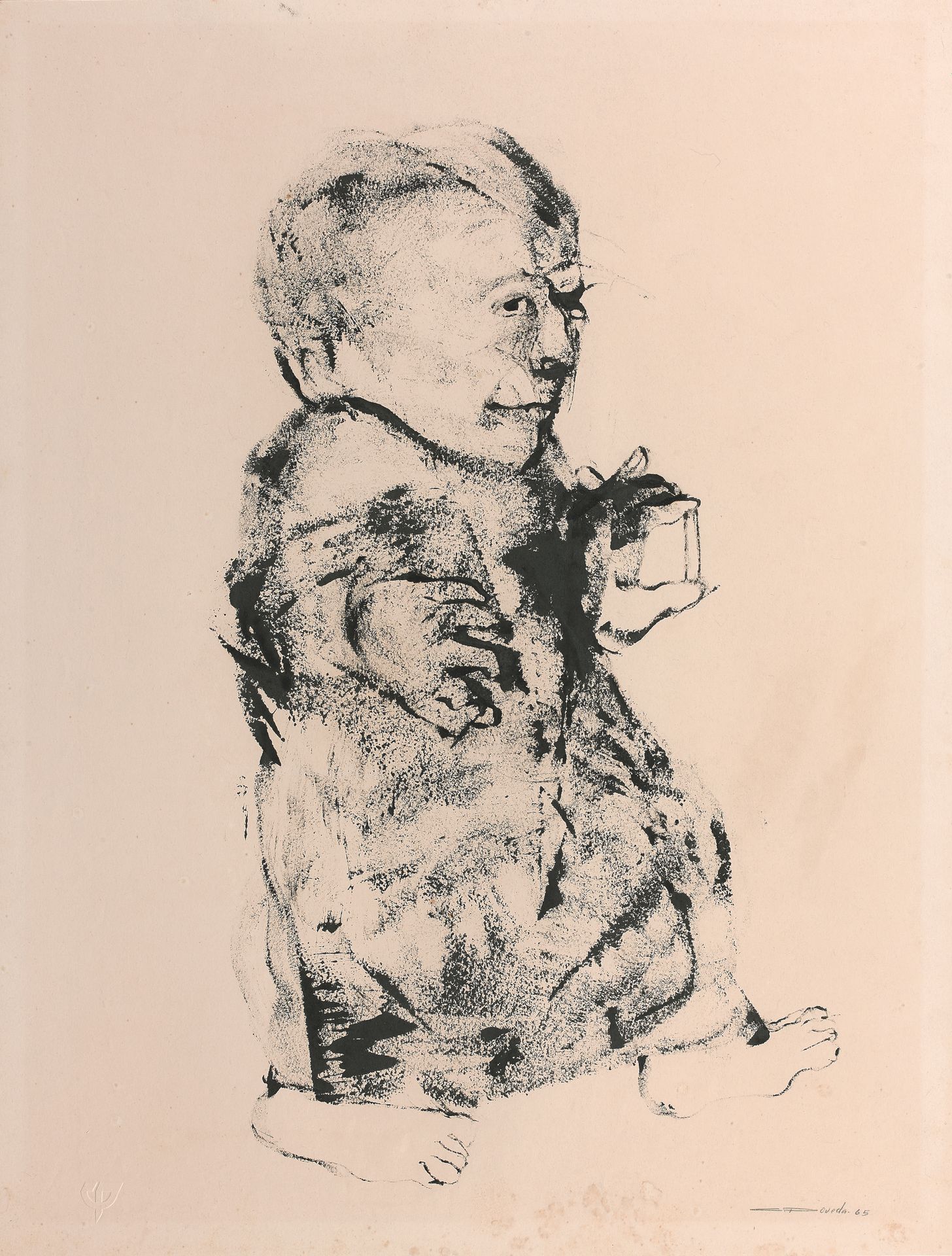 CARLOS POVEDA (né en 1940) 粉笔，1975年
strathmore纸上的油画。
形状是艺术家用画笔的手柄画出来的。
60 x 46厘米&hellip;