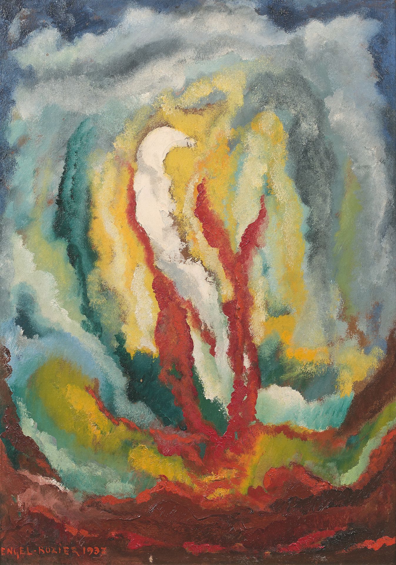 Ernest ENGEL-ROZIER (1885-1965) 火焰，1937年
Isorel上的油画，左下角有签名和日期。
52 x 37 cm。
物品来源。&hellip;