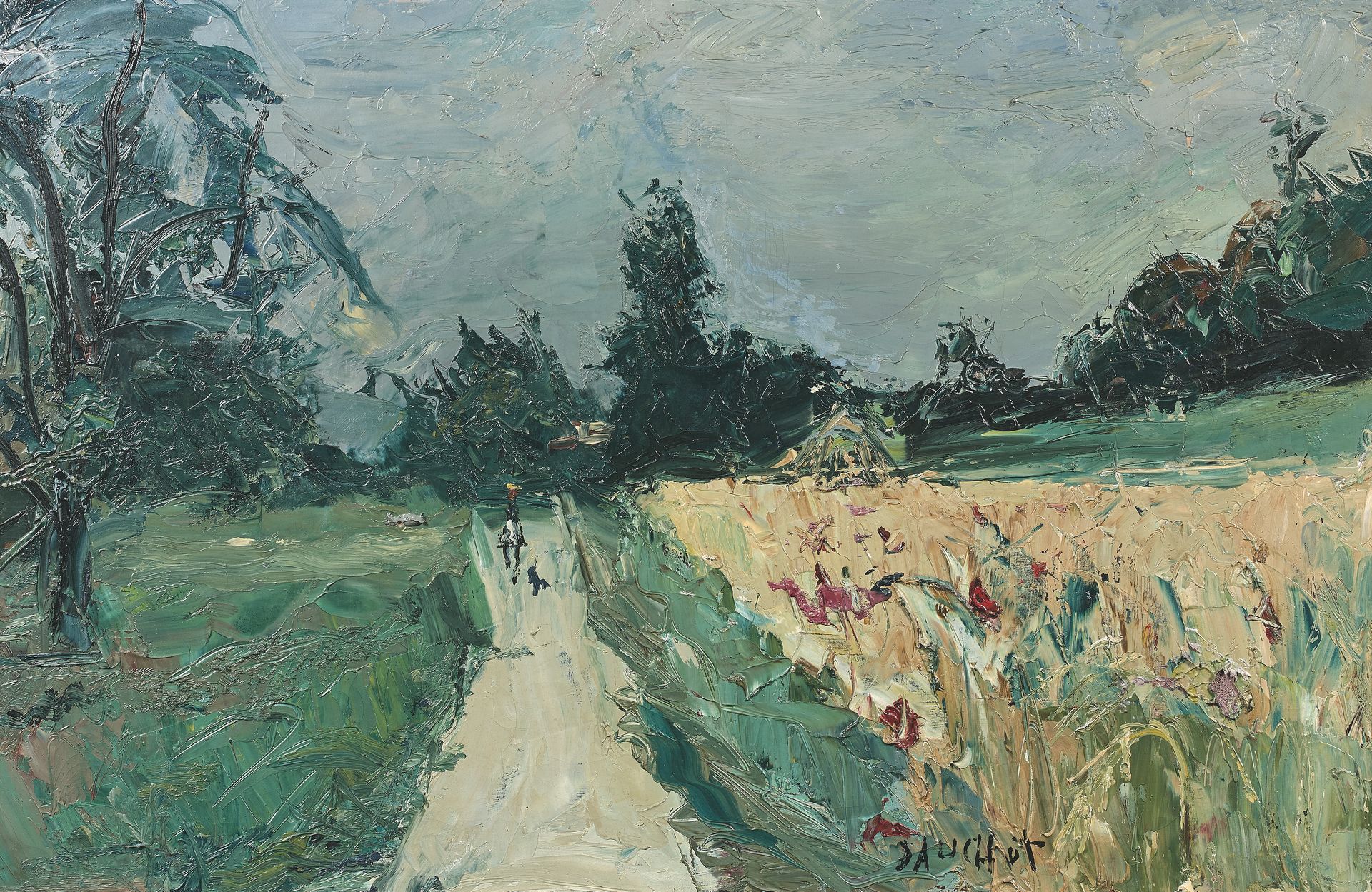 Gabriel DAUCHOT (1927-2005) 在路上
布面油画，中下部签名。
61 x 92 cm。
TO BE。
PROVENANCE。
.收集F.&hellip;
