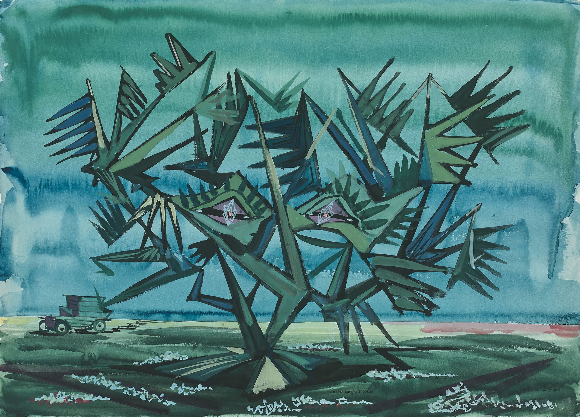 Lucien COUTAUD (1904-1977) L'arbre aux yeux lilas, 1944
Gouache, signée et datée&hellip;