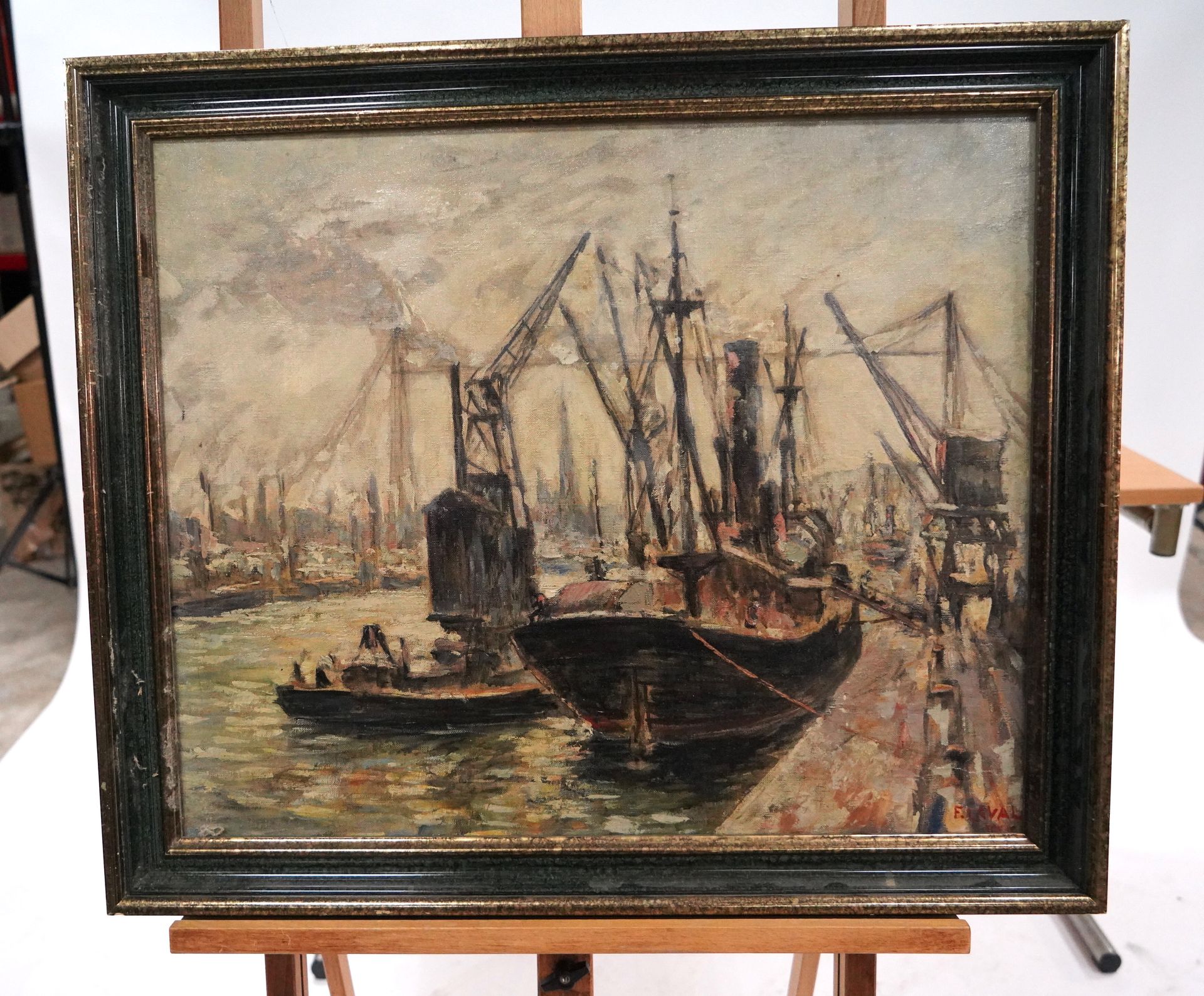 Fernand LAVAL (1886/95-1966) Déchargement dans un port de Normandie
Huile sur to&hellip;