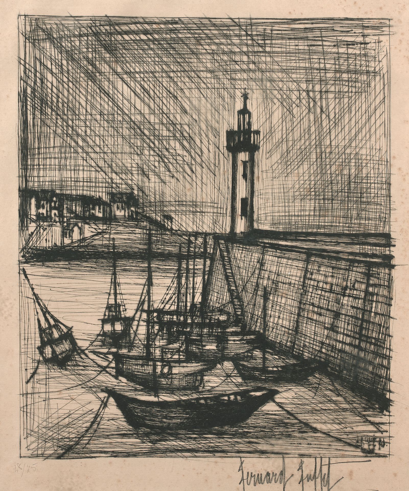 Bernard BUFFET (1928-1999) Port breton
Drypoint, numbered 48/75 lower left and s&hellip;