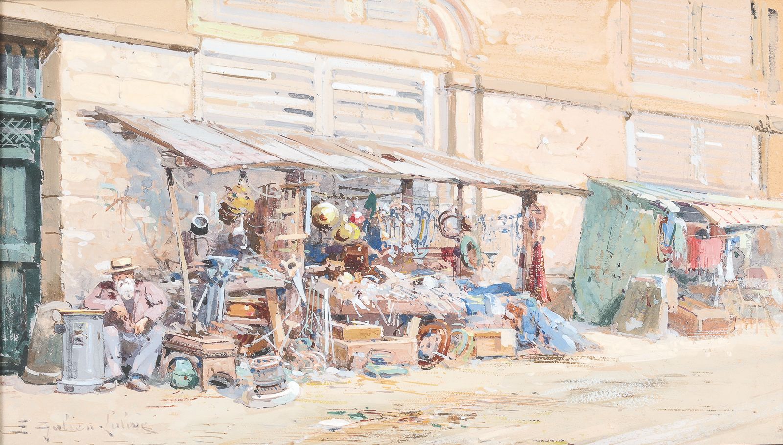 Null EUGÈNE GALIEN- LALOUE (1854-1941) 二手货商。水彩画，左下方有签名。18.9 x 30.4厘米。