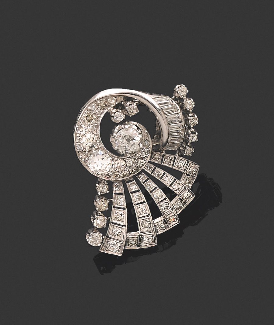 Null LAPEL CLIP.
850 thousandth platinum and 750 thousandth white gold, with scr&hellip;