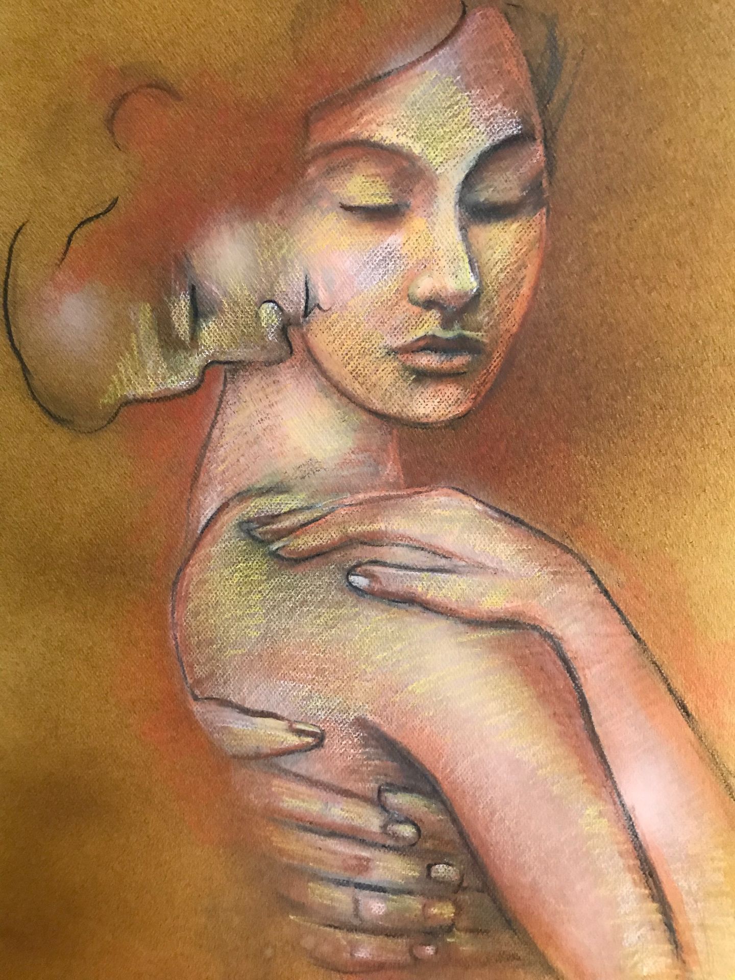 Maria Amaral (née en 1950) Dónde estás?", 2019. Pastel sobre papel. 65 x 50 cm.
