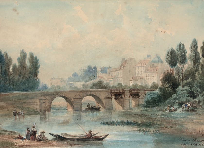 ÉCOLE FRANÇAISE du milieu du XIXe siècle Le Pont de Charenton, octobre 1846
Dess&hellip;
