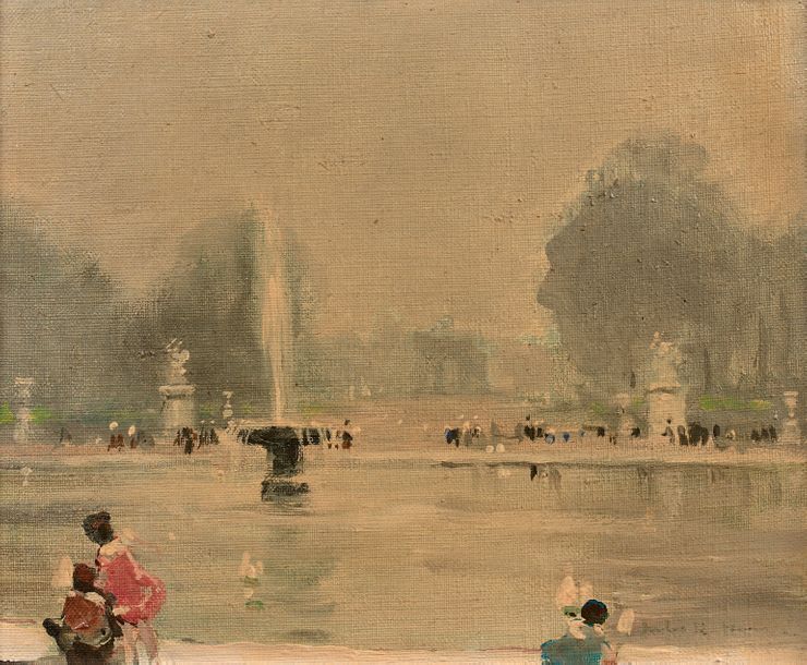 Jules René HERVÉ (1887-1981) Le bassin du jardin des Tuileries
Huile sur toile, &hellip;