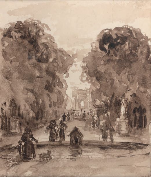 École FRANÇAISE du début du XIXe siècle L'allée centrale des Tuileries, circa 18&hellip;