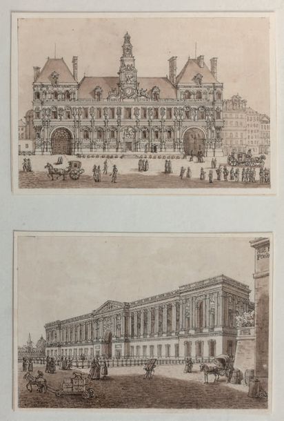 École FRANÇAISE du début du XIXe siècle L'hôtel de ville, la colonnade du Louvre&hellip;