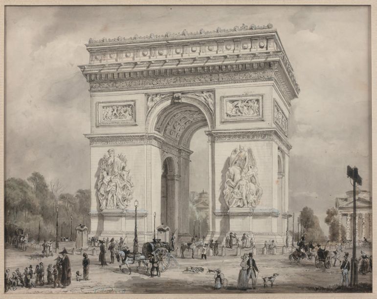 École FRANÇAISE du début du XIXe siècle L'Arc de Triomphe, la place de l'Étoile &hellip;