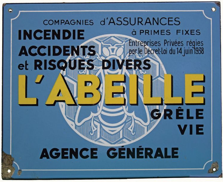 Null L'ABEILLE Enamelled plate for L'Abeille insurance.
Insurance company create&hellip;