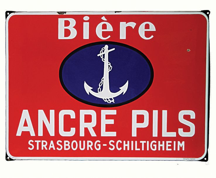 Null PILS ANCHOR Enamelled plate for beer Anchor Pils.
Brasserie de l'Espérance.&hellip;