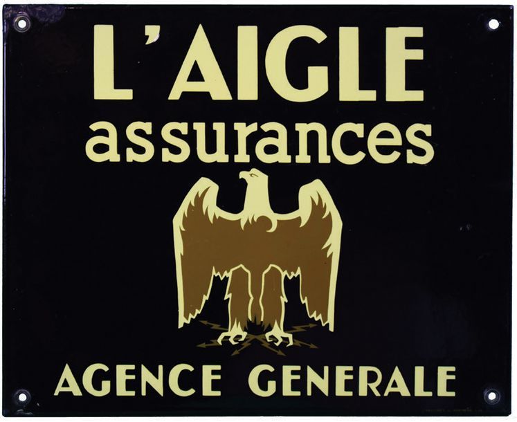 Null L'AIGLE Plaque émaillée pour les assurances L'Aigle.
Compagnie d'assurance &hellip;