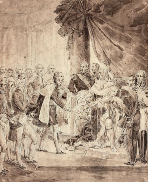 Attribué à Nicolas-André MONSIAU (1754-1837) Louis XVIII remettant la charte con&hellip;