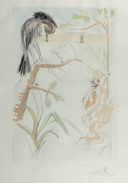D'après Salvador Dali (1904-1989) Le corbeau et le renard
Lithographie, numéroté&hellip;