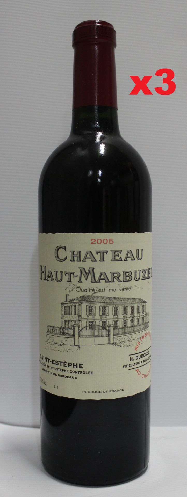 Null 3 Bottiglie 75cl - Saint-Estèphe - Château Haut-Marbuzet - Rosso 2005 

Bot&hellip;