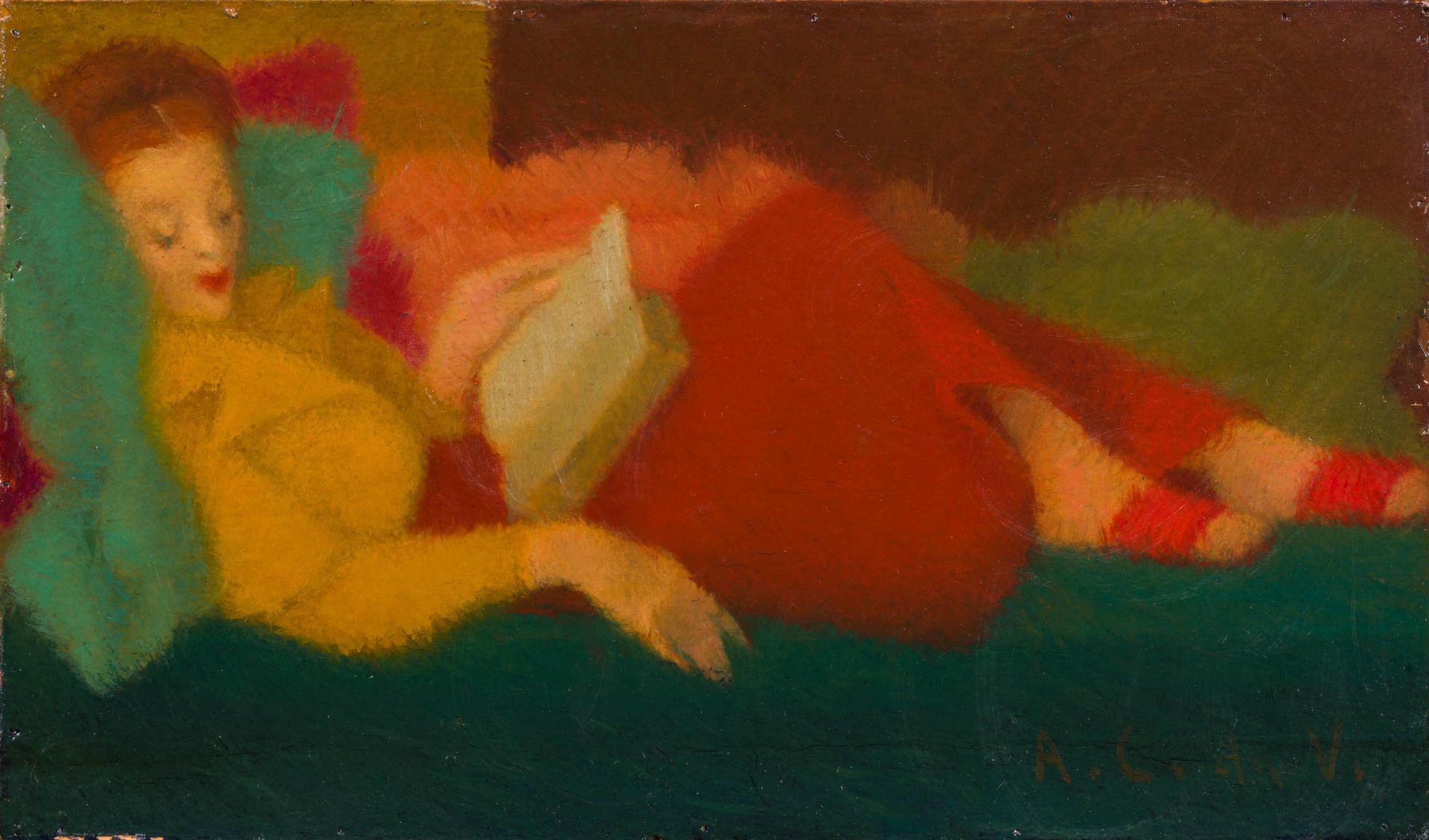 Antonio Calderara 1903–1978 安东尼奥-卡尔德拉1903-1978

躺在床上的女人

木材上的油彩

右下方有A.C.Da V.的字&hellip;