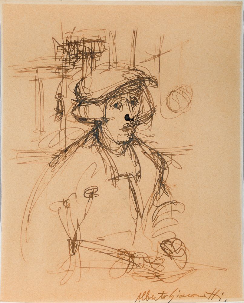 Alberto Giacometti 1901–1966 阿尔贝托-贾科梅蒂 1901-1966

躺在床上的人的肖像，约1955年

纸上水墨

右下方有阿尔&hellip;