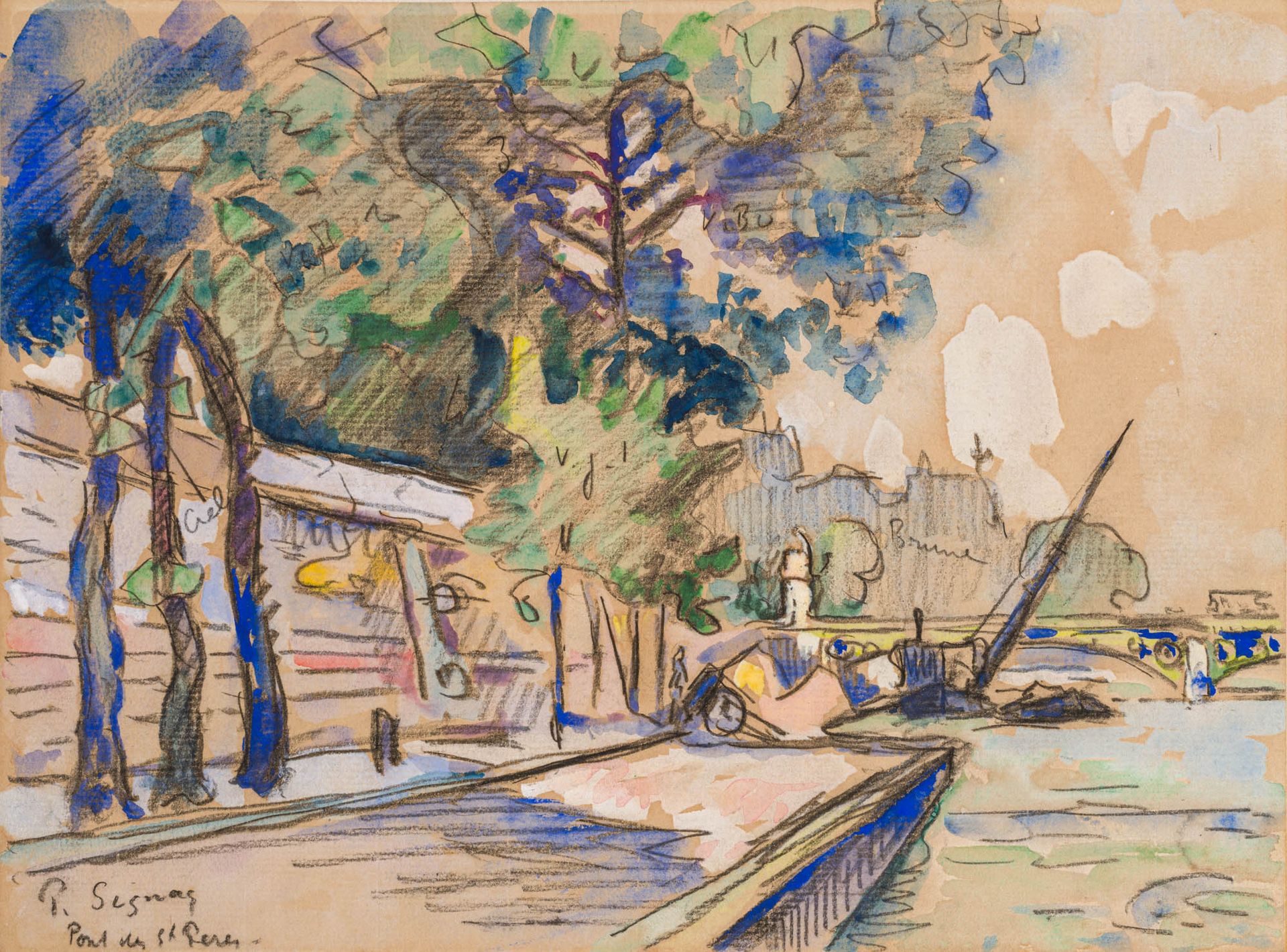 Paul Signac 1863–1935 保罗-西尼亚克 1863-1935

巴黎，圣佩尔桥(Le Pont des Saints-Pères)

纸上水彩&hellip;