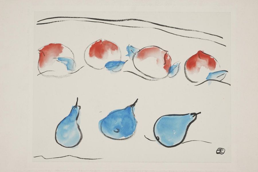 Null SANYU (1901-1966)
Peaches and pears, watercolor and black ink on lined pape&hellip;