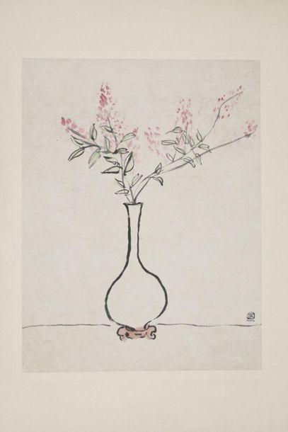 Null SANYU (1901-1966)
Vase with flowering branches, watercolor and black ink on&hellip;