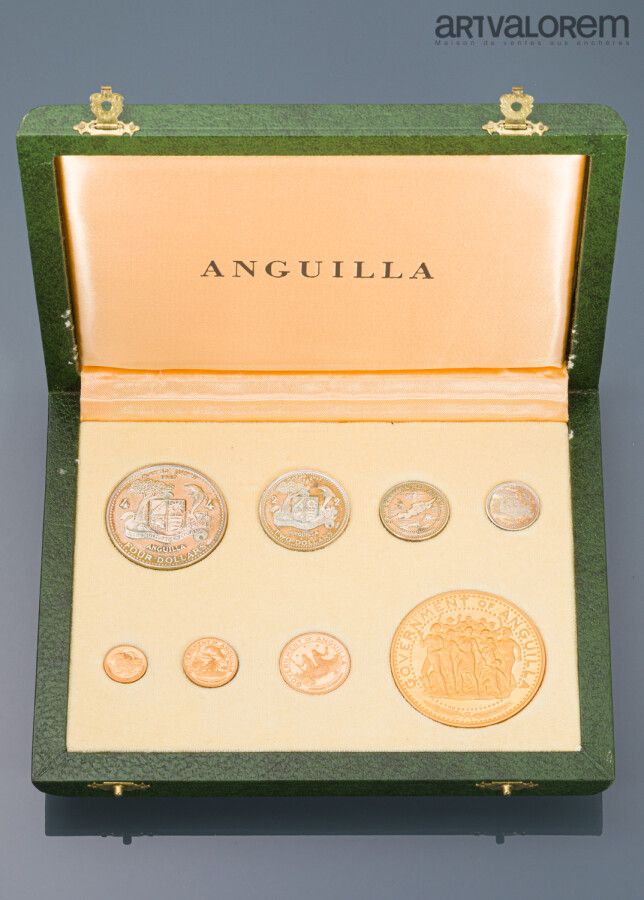 Null Gouvernement d'Anguilla. Quatre monnaies en or et quatre monnaies en argent&hellip;
