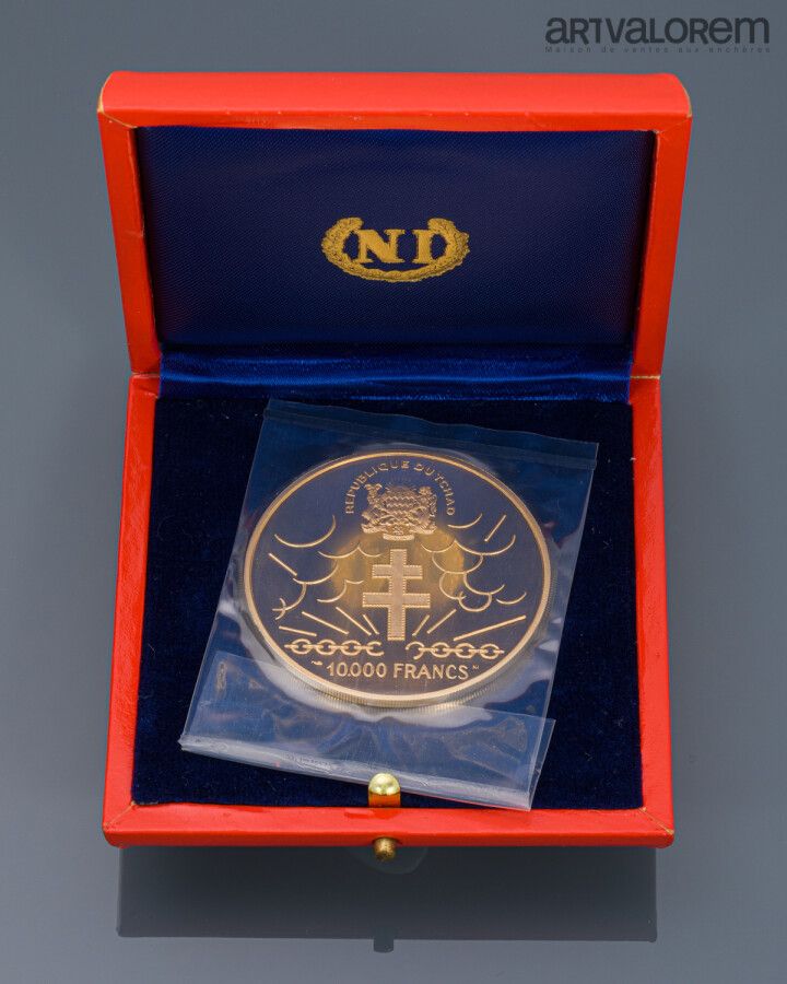 Null Goldmedaille von 10 000 Francs mit dem Bildnis des Generals de Gaulle, Repu&hellip;