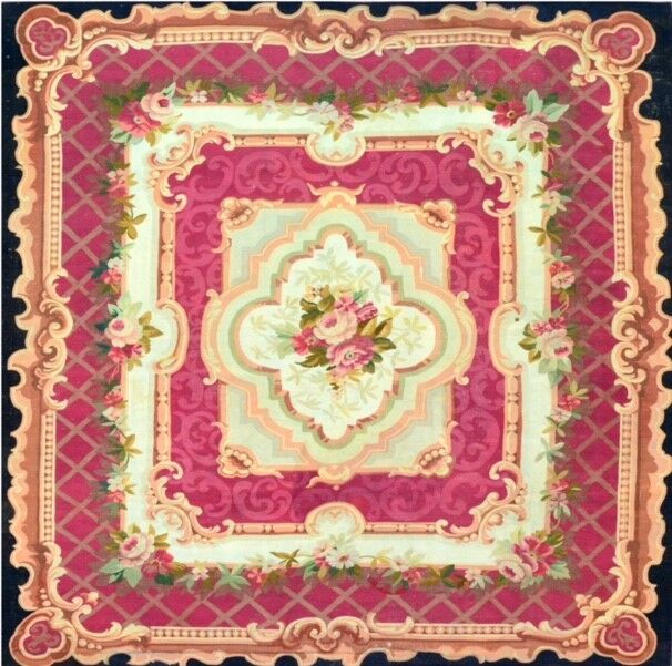 Null Importante y original alfombra de Aubusson Francia periodo Napoleón III alr&hellip;