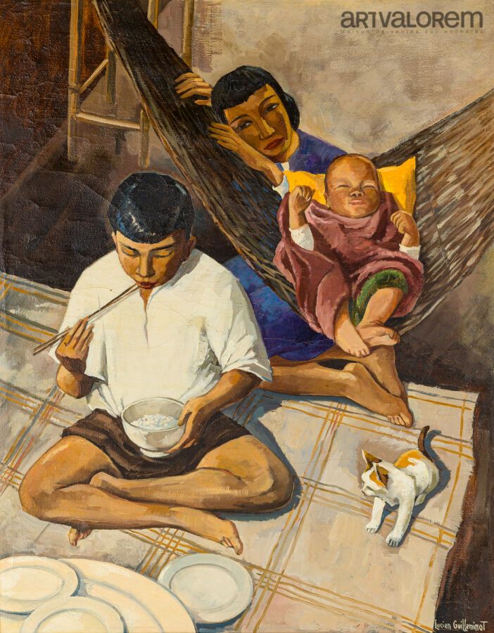 Null Lucien GUILLEMINOT (20岁)

午餐

布面油画，右下角有签名

1954年独立者沙龙背面的标签，编号1360

65 x 81.&hellip;
