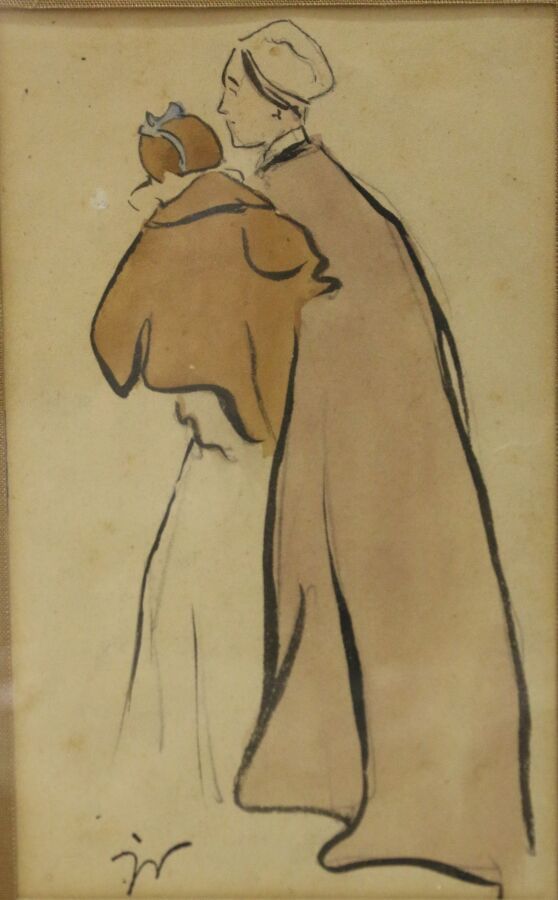 Null 雅克-维隆(1875-1963)

两个路人。

钢笔、黑墨水和水彩，左下角有字样。

16.5 x 10 cm (正在观看)

(日照)