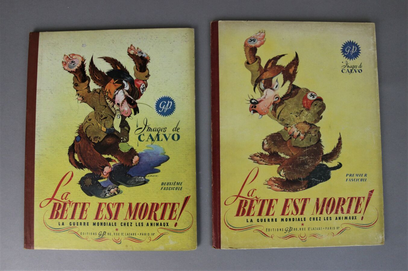 Null CALVO。 

野兽已经死了!La Guerre mondiale chez les animaux.巴黎，G.P.，1945。2卷4册，出版商的插&hellip;