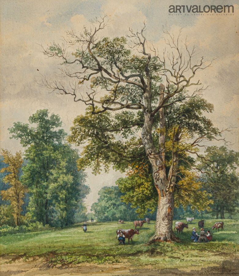 Null 加斯帕德-古博特 (1814 - 1882)

1878年9月，布洛涅森林（Bois de Boulogne）。

纸上水彩画，签名，日期和位置在右下&hellip;