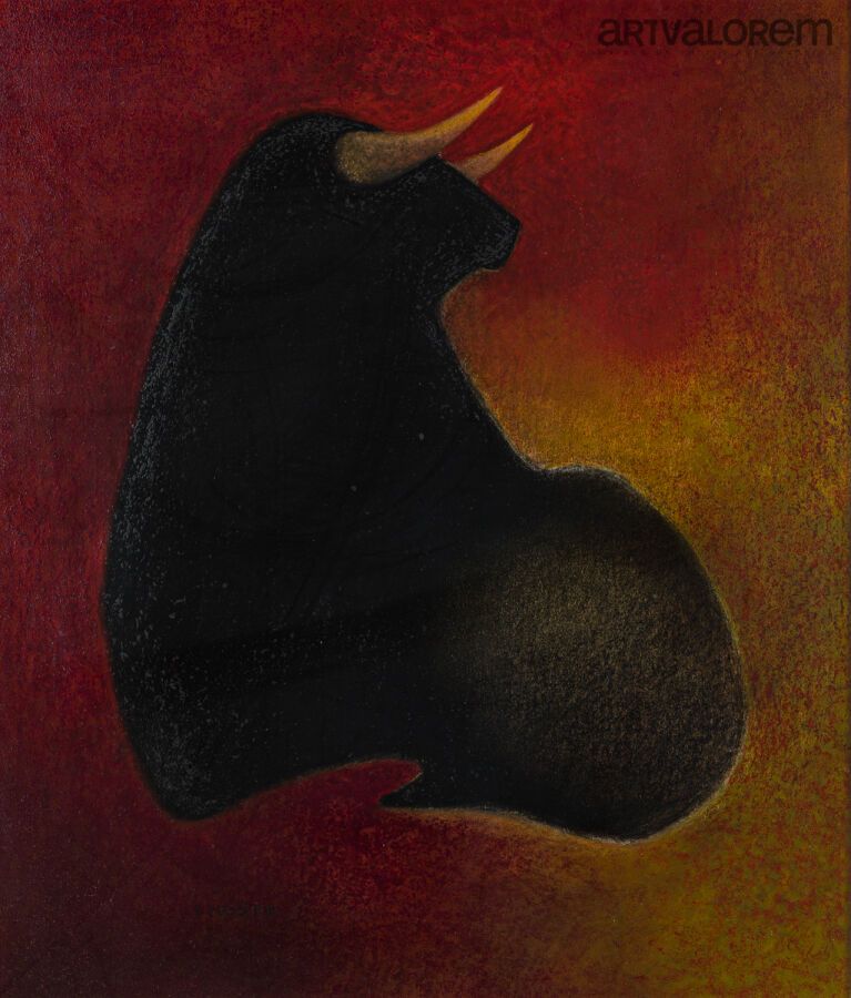 Null Claude LHOSTE (1929-2009)

Bull, 1990, 

Varnished pastel, signed lower lef&hellip;