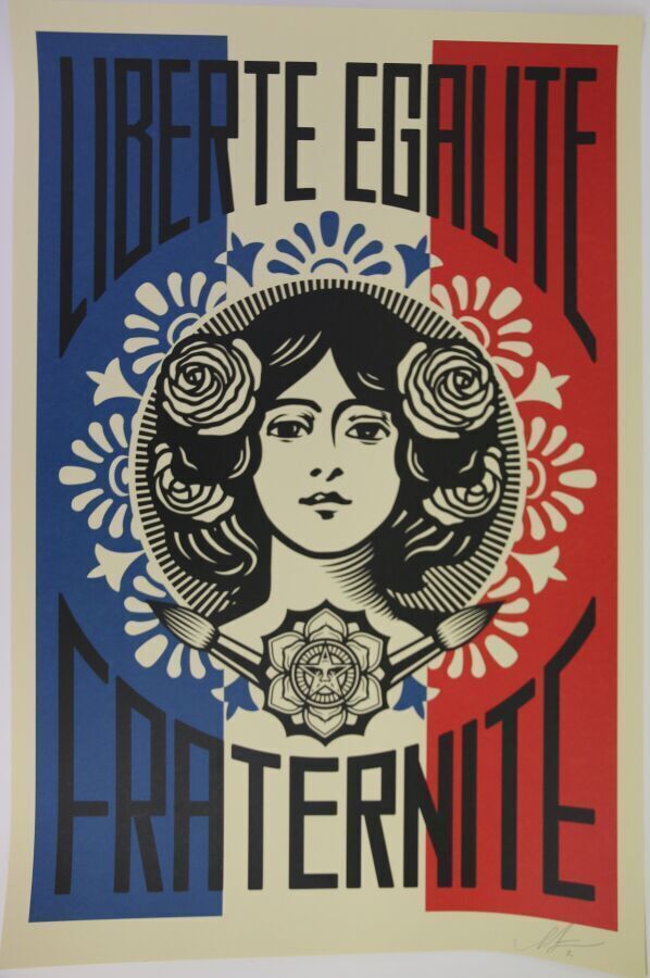 Null Shepard FAIREY (born in 1970)

Liberty Equality Fraternity

Serigraphy in c&hellip;