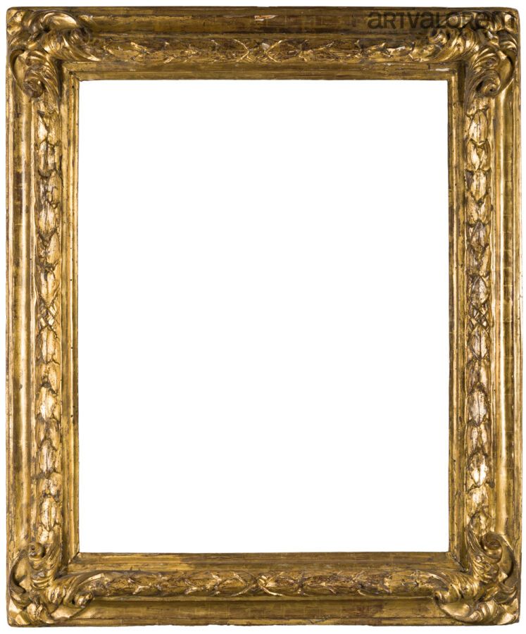 Null Frame with reversed profile in molded wood, carved and gilded with decorati&hellip;
