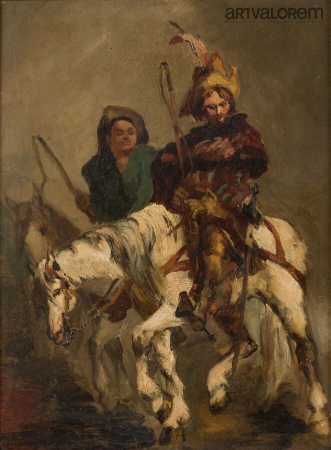 Null FRANZÖSISCHE SCHULE aus dem 19.
Don Quichotte und Sancho Pansa

Öl auf Lein&hellip;