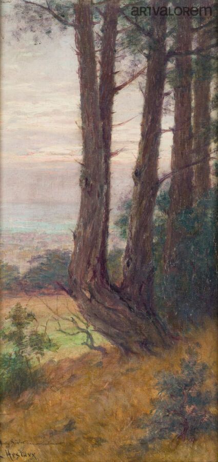 Null 路易斯-赫斯陶克斯(Metz 1858-Nancy 1919)
老松树
板面油画，左下角有签名和题词："To Henri S...Ler Bien a&hellip;