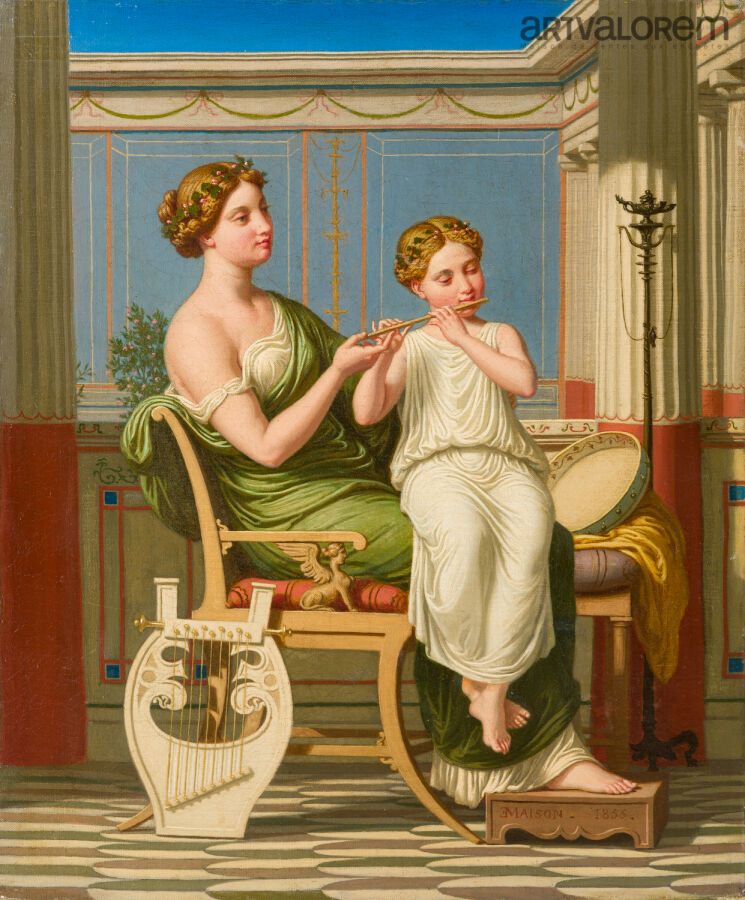 Null Pierre-Eugène MAISON (1814-1879) 
The music lesson in Pompeii
Oil on canvas&hellip;
