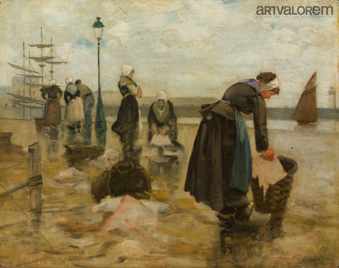 Null FRENCH SCHOOL XIXth century
Washerwomen on a quay in Normandy
Oil on canvas&hellip;