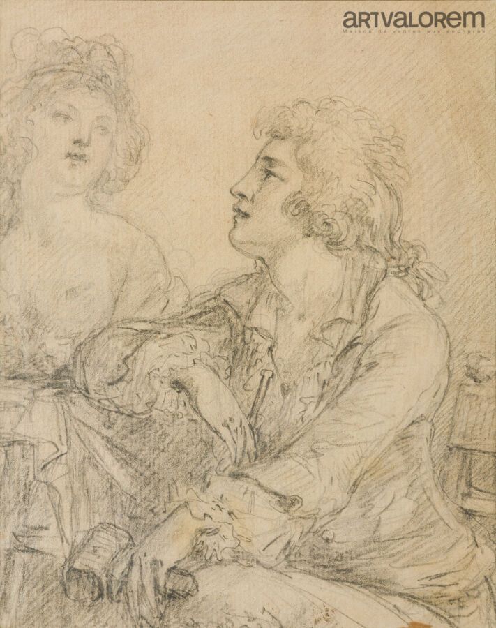 Null SCUOLA FRANCESE del XVIII secolo
Ritratto di scultore
 davanti al suo model&hellip;