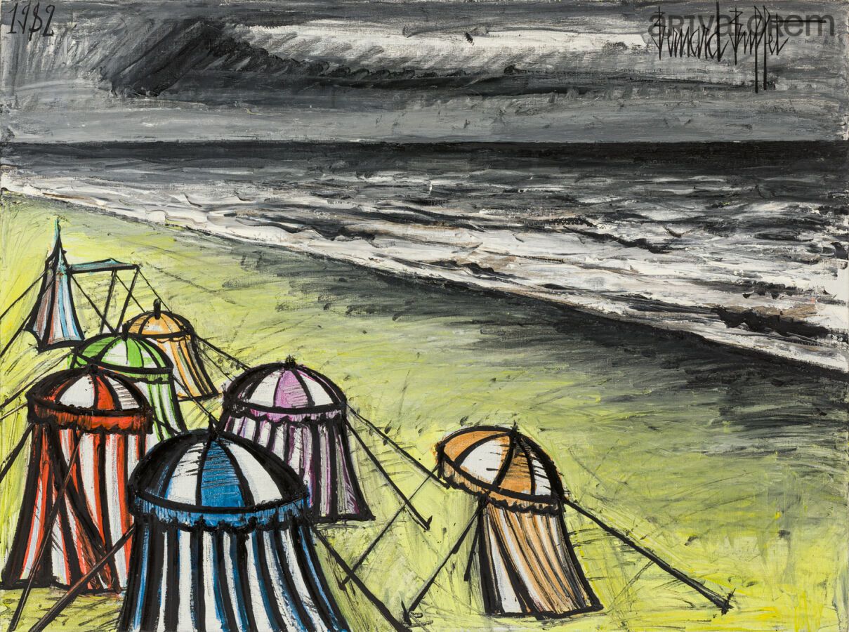 Null 伯纳德-布菲特(1928-1999)
海滩，1982年
布面油画。
右上方有签名，左上方有日期。担架上：标题；字母D。
97 x 130 cm

买方&hellip;