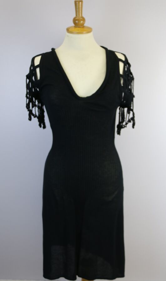 Null Jean Paul GAULTIER 女士针织品
黑色棉混纺短袖连衣裙、 
尺寸M
(状态良好)