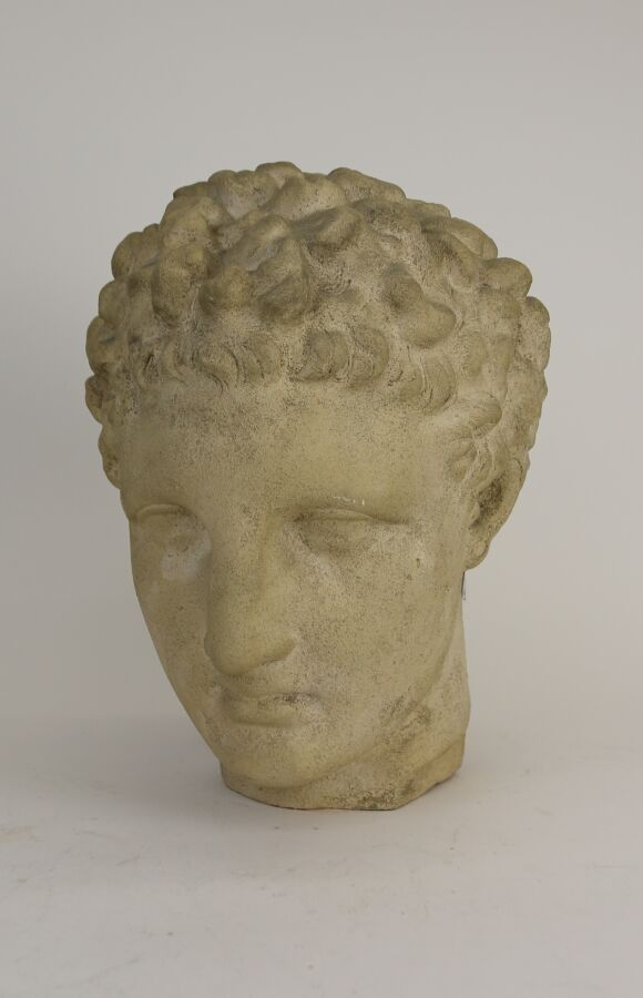 Null Antique head in reconstituted stone.
Height: 31 cm