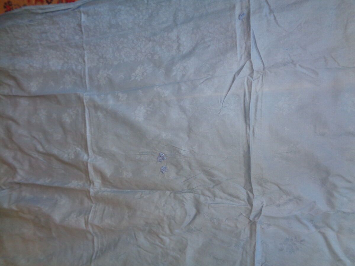 Null Damask tablecloth, flower design, flower garland border, numbered CC, piece&hellip;