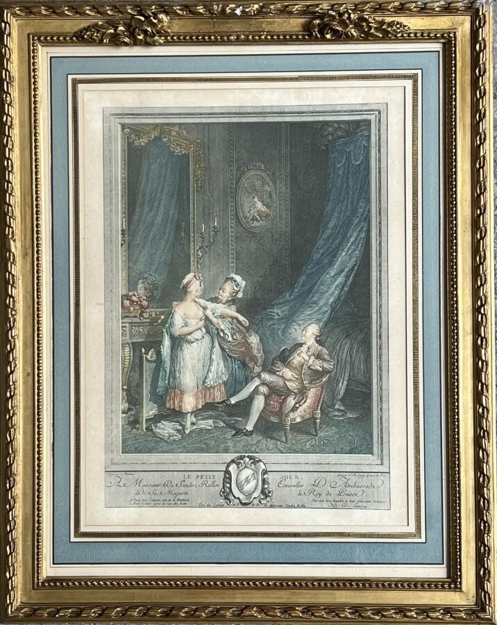 Null Lot de 5 gravures XVIIIe siècle : 

- "Le petit jour" et "Le carquois épuis&hellip;