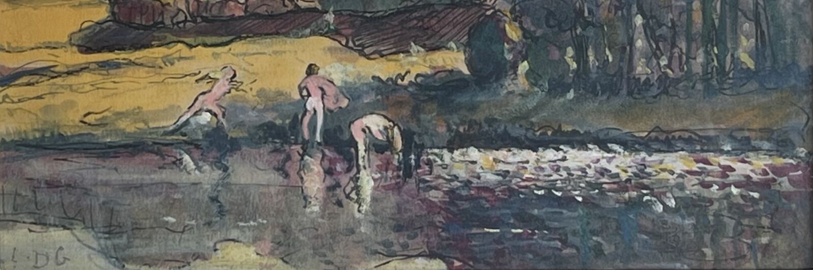Null 莱昂-杜瓦尔-戈兹兰（1853-1941） 
沐浴
纸上水粉画，左下方有 LDG 字样。
8.4 x 24.5 厘米
