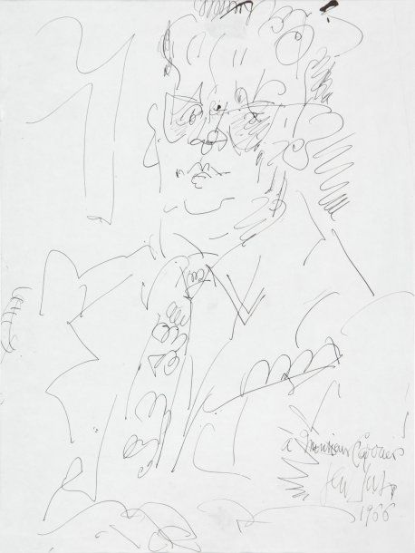 GEN PAUL Portrait de l'affichiste Carlier, 1966 Dessin à la plume et encre noire&hellip;
