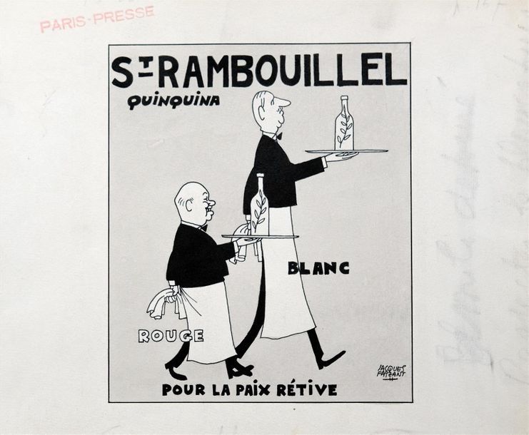 Null " St.RAMBOUILLEL Quinquina pour la paix rétive. ", 1960.
Dessin à l'encre n&hellip;