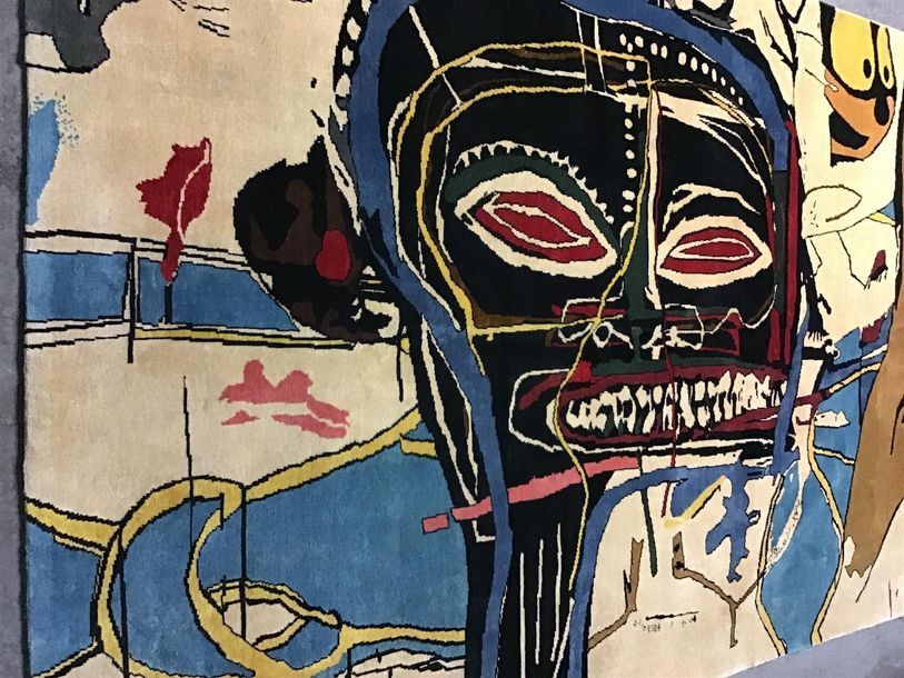 Null Tapis Moderne CONTEMPORAIN XXe. 
Carton d'après J.M. Basquiat. Tapis fait e&hellip;