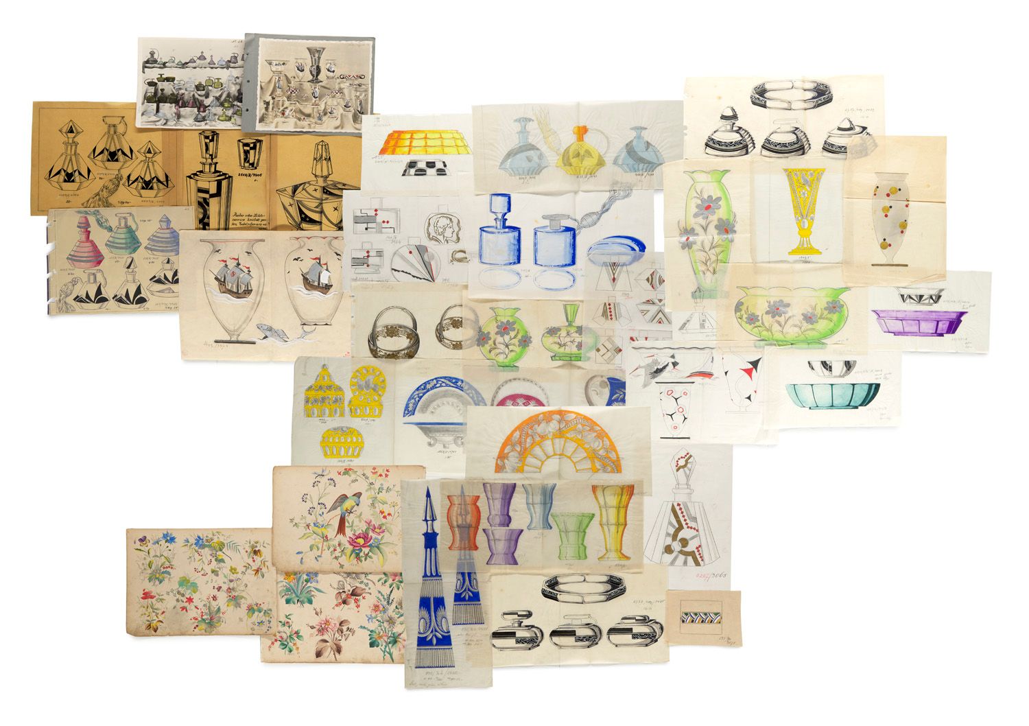 Sammlung von über 700 Original-Zeichnungen für böhmische Glasmanufakturen. U.A. &hellip;